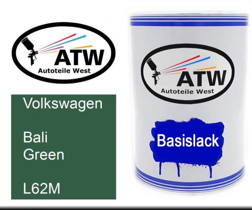 Volkswagen, Bali Green, L62M: 500ml Lackdose, von ATW Autoteile West.